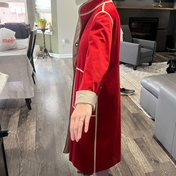 Vintage 1986 Bonnie Cashin Russel Taylor Long Red and Tan Trench Coat Size 8/10 - Picture 16 of 16